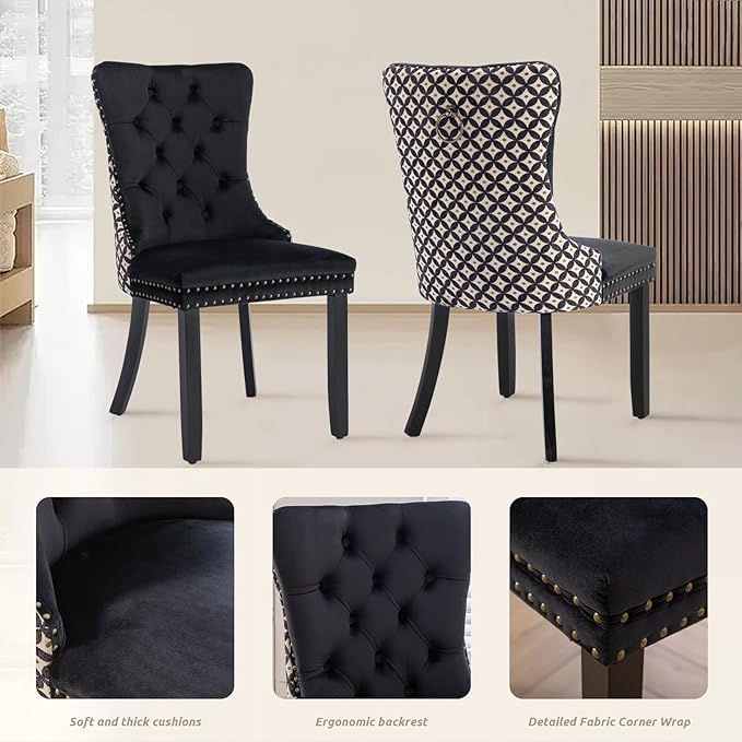 SoarFlash Kitchen Table and Chairs for 2, 24" Dining Table Set for 2 with Velvet Upholstered Chairs, 3 Piece Round Kitchen Table Set, Dining Room Table Set for Small Space, Apartment