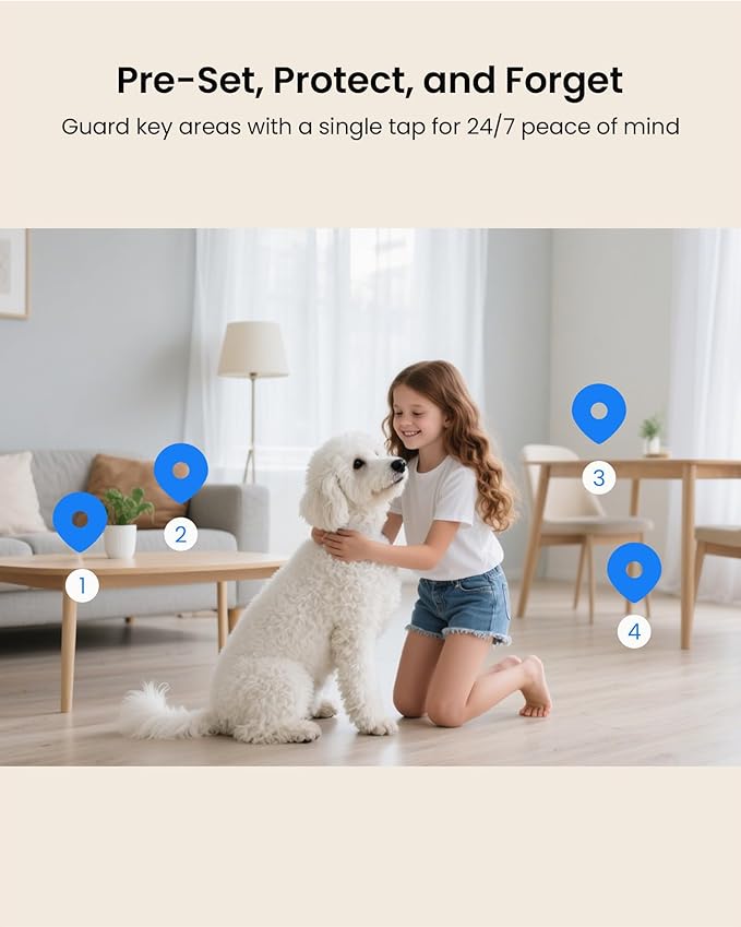 4K Indoor Security Camera with 64GB Memory Card, 5GHz/2.4GHz WiFi Camera, 360° Pan/Tilt IP Camera, Auto Tracking, AI Human/Face/Pet Detection, Night Vision, 2-Way Audio, One-Touch Call
