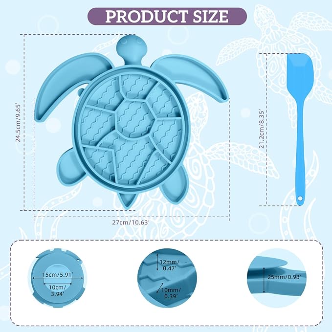 Turtle Dog Lick Mat for Dogs, Dog Slow Feeder Toy with Suction Cup, Dogs Licking Mats for Pets, Food-Safe Silicone Pet Lick Pad, Improve Digestion, Suitable for Various Foods