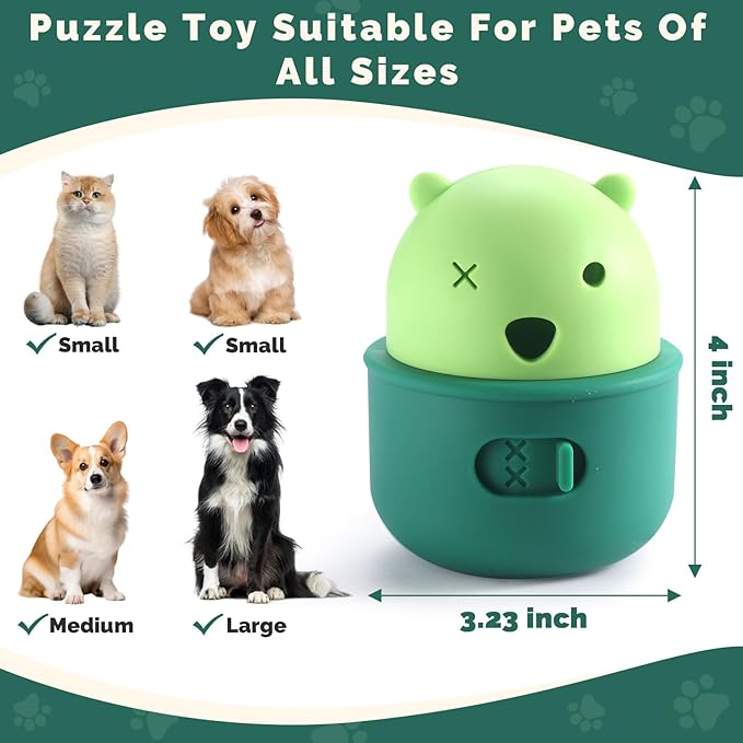 Silicone Dog Slow Feeder Toy - Interactive Puzzle Feeder & Food Dispenser for Small & Large Dogs - Enrichment Toys for Mental Stimulation - Fun Puppy Chew Toys & Cat Treat Dispenser to Keep Pets Busy