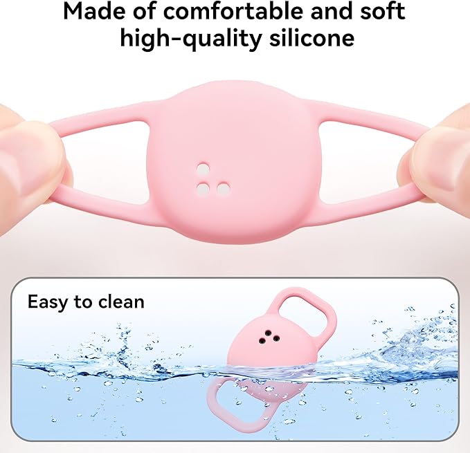 DDJ for Tile Life360 Sticker (2024) Tracker Cat Collar Case, 2-Pack Silicone Anti-Lost Protective Cover Tile Tracker Holder for Dog & Pet Collars, Ultra Durable, Easy Installation, Lightweight, Pink