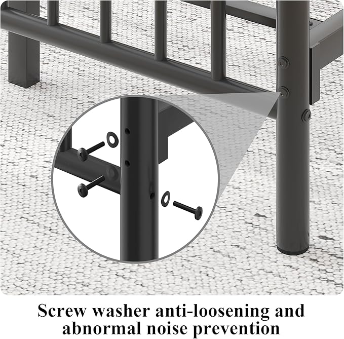 Queen Size Bed Frame, Metal Platform Bed with Victorian Headboard and Footboard, Strong Metal Slats Support, Mattress Foundation No Box Spring Needed, Easy Assembly, Noise Free, Black