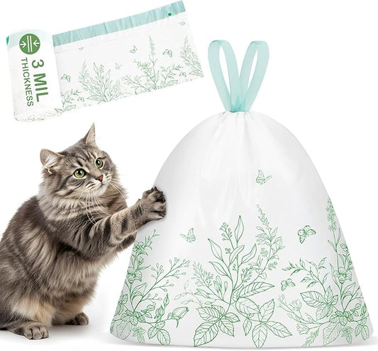 Bienbee Litter Box Liners, 30 Pack 36" x 19" Large Size Cat Litter Bags Extra Thick Cat Box Liners Easy Cleanup Tear Resistant Heavy Duty Cats Litters Pan Liner with Drawstring Pet Cats Supplies