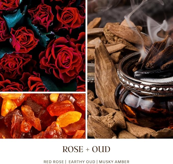 SENSE ISLAND Rose Oud Scented Candles for Men&Women | Natural Soy Candle 50 Hrs Burn Time Highly Scented Candles for Home Scented