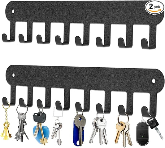 2 Pack Key Holder Wall Mount, Key Holder for Wall,Key Wall Holder, Key Hooks Hanging Keys, Key Hanger Wall Mount with 8 Hooks, Key Rack for Living Room, Kitchen, or Bathroo