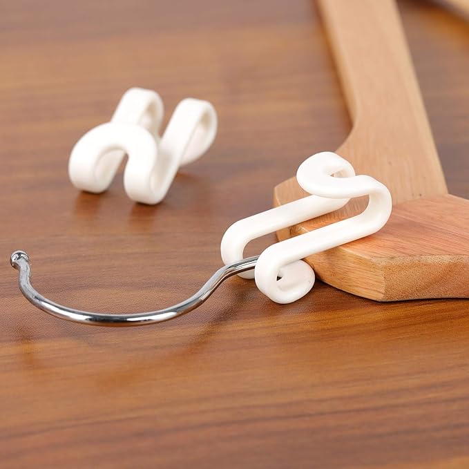 Mlici Cascading Hanger Connector, 60 Pcs Plastic Connector Hooks for Velvet Hanger or Clothes Hangers, Space Saving Hangers Hooks Closet Organizer - White