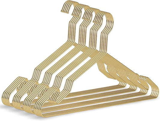 Gold Aluminum Hangers, 16.5 Inch Smooth and Durable Metal Shirt Dress Hanger, Lightweight and Sturdy Metal Hanger for Suit Jackets and Casual Pants (20 Pack)