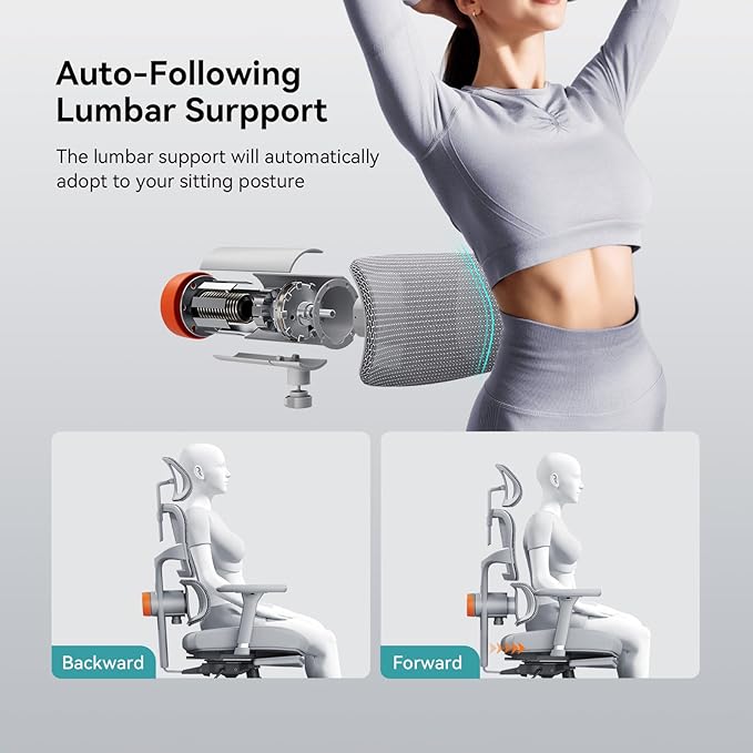 Newtral Ergonomic Office Chair with Auto-Following Lumbar Support, 136° Recline, Computer Desk Chair with 4D Armrests & Adjustable Headrest