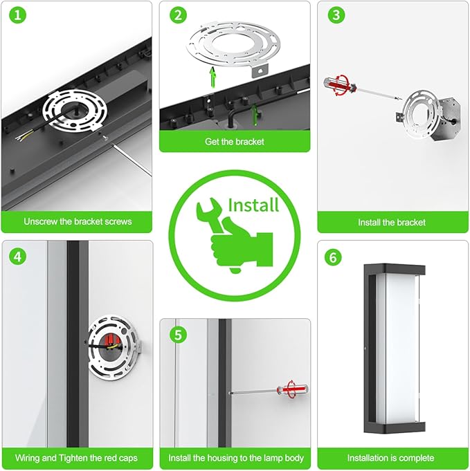 10%-100% Dimming LED Modern Outdoor Wall Light 2 Packs, 16in 6000K Dimmable Porch & Patio Wall Light Fixture,Black Aluminum&Dual PC Wall Lights for Garage Living Room Courtyard House(2Packs 6000K)