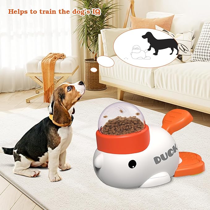 Dog Interactive Treat Dispenser Toy, Food Puzzle Slow Feeder (White)