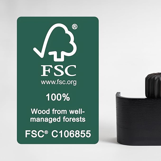 Kazai. Wall-Mounted Coat Rack 'Toke' - Modern Design Coat Rack with Hidden Wall Hooks - Solid Wood Veneer Panel Coat Hanger - Oak, Black