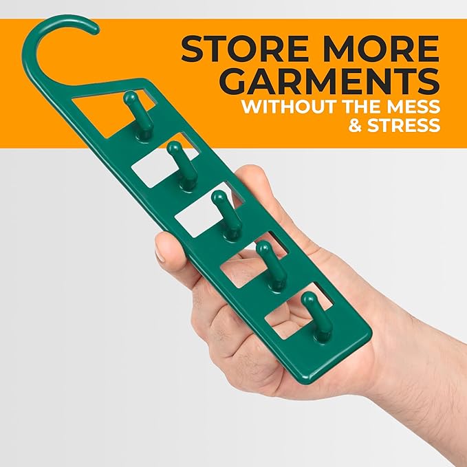 CraftyCrocodile Space Saving Hangers for Clothes - 4 in Pack, Heavy Duty Plastic, Multi Closet Space Savers for Shirts, Pants, Jeans, Sweaters - Hanger Organizer Space Saver