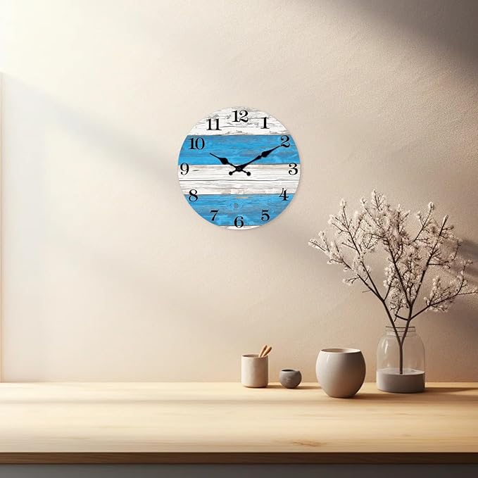 XNM Decorative Wall Clocks Battery Operated 16 Inches or Larger Nautical Clocks Wall Wood Office Wall Clock Silent Non Ticking(No Solid Wood, It is with MDF Material)