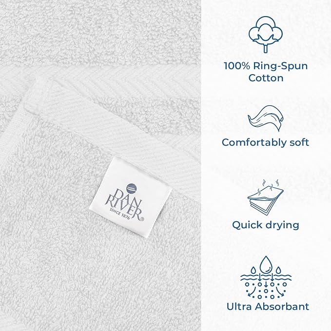 DAN RIVER 2 Pack Luxury Bath Sheets 35x70, 600 GSM, Soft & Quick Dry 100% Ring Spun Cotton Towels Ideal for Hotels, Spas, Gyms & Salons Extra Large, White