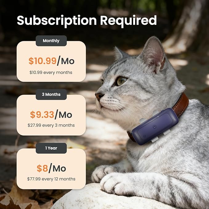 Dog Tracker Cat GPS Tracker Waterproof & Lightweight Mini Tracker Device with Real-Time Location Escape Alerts iOS & Android Fits All Pet Collars
