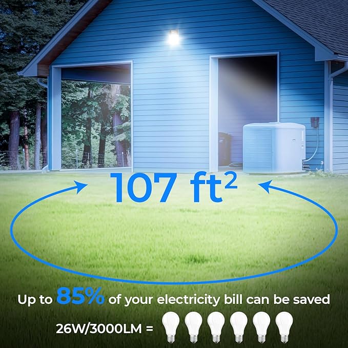CINOTON 26W LED Wall Pack Light with Dusk to Dawn Sensor, 3000LM [100-277Vac] LED Wall Lights IP65 Waterproof Outdoor Security Flood Lighting for Garage Warehouse Garden 5000K-Daylight 2 Pack
