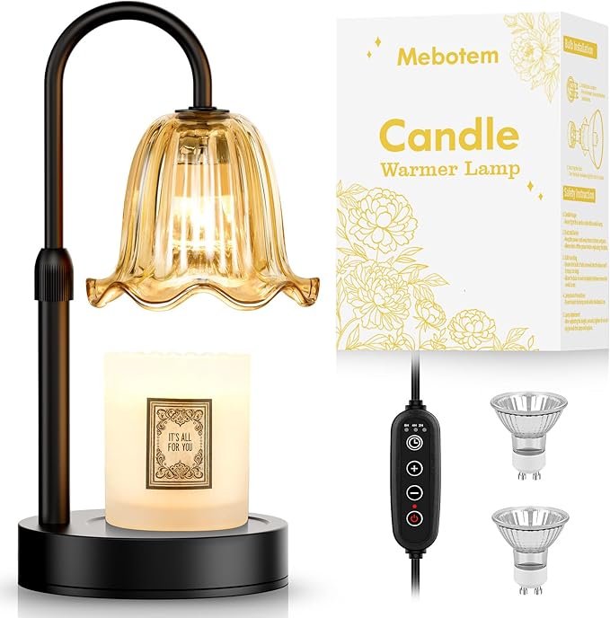 Candle Warmer Lamp with Timer Dimmer, House Warming Gifts New Home Decor, Christmas Birthday Gifts for Women Mom, Vintage Wax Warmer for Scented Wax Jar Candles with 2 Bulbs