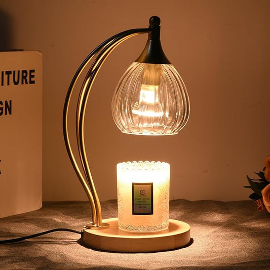 Candle Warmer Lamp with Timer - Dimmable Candle Warmer for Jar Candles-Electric Candles Warmers Light Birthday Gifts for Women Mom House Warming Gifts New Home Decor Gold and Transparent 2 Bulb