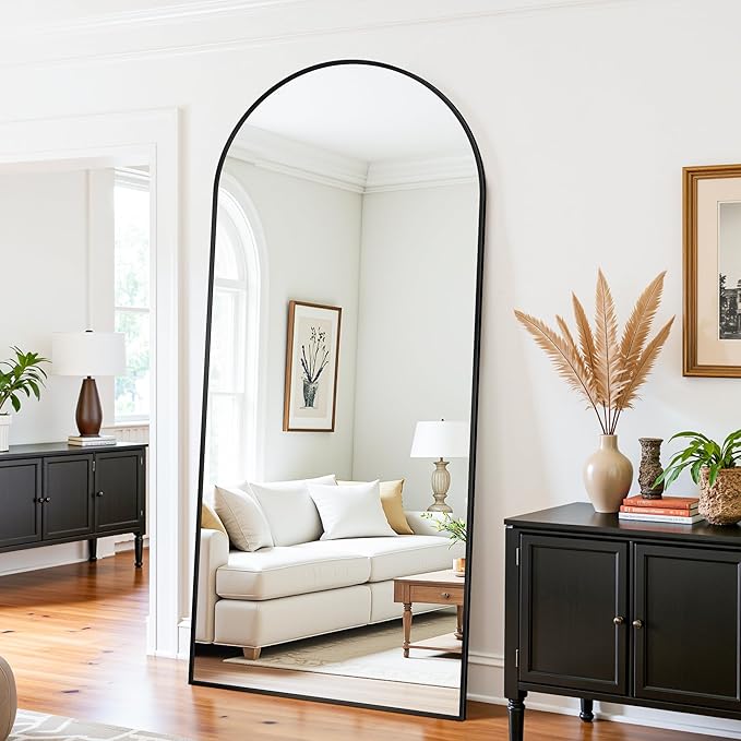 Floor Mirror, 71"×32" Full Length Mirror with Stand for Bedroom Living Room, Black