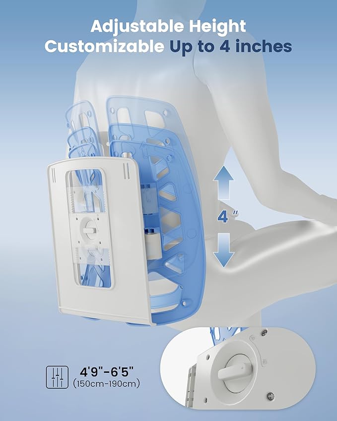 Beleduc Lumbar Support Pillow for Office Chair- Ergonomic Back Support Pillow with Adjustable Height, Improves Posture, Back Cushion with Straps for Home, Office, Car