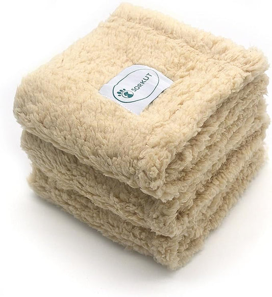 1 Pack 3 Dog Blanket Calming Blankets Fluffy Premium Fleece Puppy Soft Sherpa Pet Blanket for Dog Puppy Cat Beige,Large (40" x30’’)