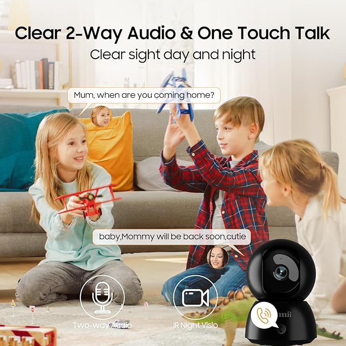 Indoor Security Camera 2K, 360 Degree Cameras for Home Security with Night Vision, Baby/Dog Monitor with Auto Tracking, Human/Pet Detection, Cloud&SD, Pet Camera Support 2.4/5GHz WiFi