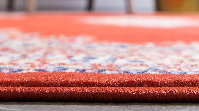 Unique Loom Reza Collection Traditional Persian Style Area Rug, 8 x 10 ft, Terracotta/Ivory