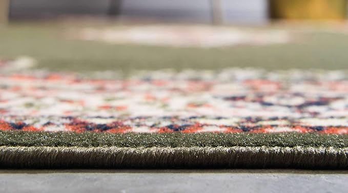 Unique Loom Reza Collection Traditional Persian Style Area Rug, 6 x 9 ft, Olive/Ivory