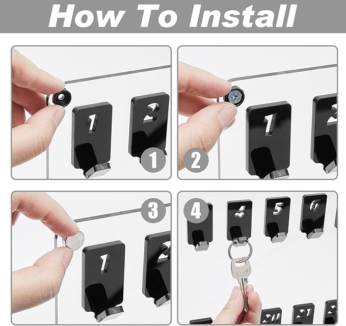 Acrylic Key Board with 60 No. Hooks Wall Mount Key Rack Holder Hanger Storage Collection for School, Garage, Car Dealer, Office, Hotel, Real Estate(Transparent)