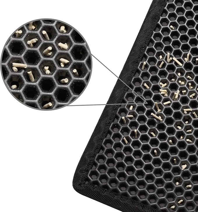 Pieviev 2 Packs Cat Litter Mat Double Layer Waterproof Urine Proof Trapping Mat (24"X15", Black)