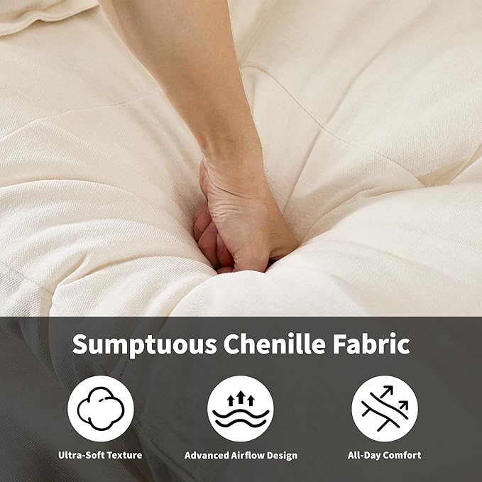 84" Loveseat Sofa, Modern Couches for Living Room,Double-Layer Cushion Cloud Couch with Deep Seat,Super Comfy Chenille Sofas,Sturdy Frame, Easy Assembly for Bedroom, Apartment, Office, Beige