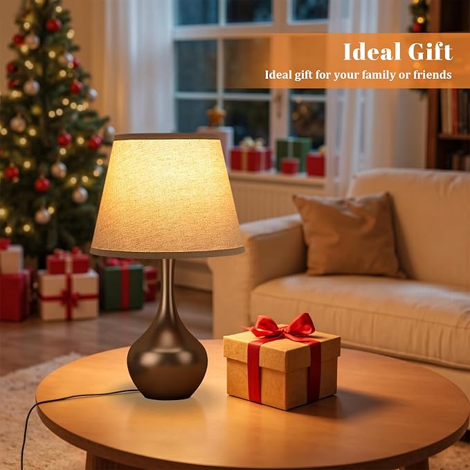 Seealle Touch Table Lamps for Nightstand, 3-Way Dimmable Small Bedroom Lamps for Night Stands, Brown Bedside Lamps for Living Room, Kids Room, End Table(LED Bulb Included)