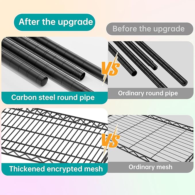 SINGAYE 5 Shelf Adjustable Heavy Duty Storage Shelving Unit with Wheels Steel Organizer Wire Rack Shelves Bathroom Organizers and Shelf Wire Closet Metal Pantry Kitchen Garage 14" DX30 WX70 H Black