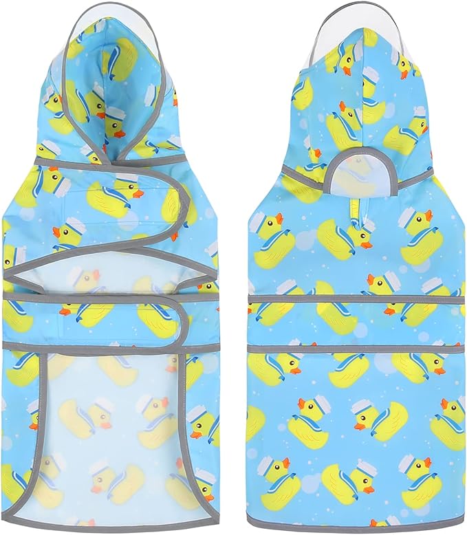 HDE Dog Raincoat with Clear Hood Rain Jacket Poncho for Small Medium Large Dogs Sailor Ducks Blue - S