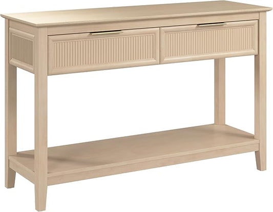 Bush Home Fluted Console Table with Drawers, Living Room Furniture, Camille Collection, Natural Birch Beige