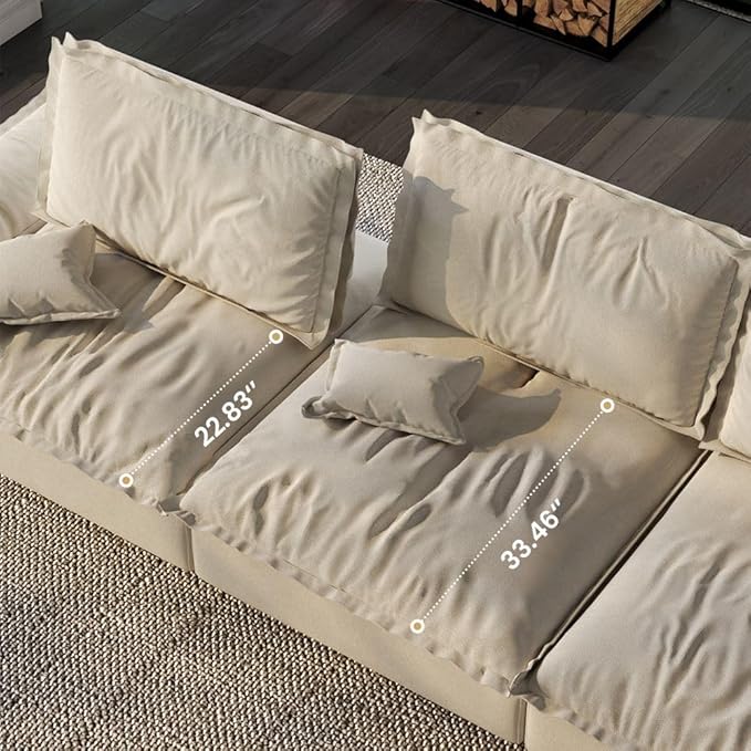 POVISON Oversized Modular Sectional Sofa for Living Room with Adjustable Backrest Modern Sectional Couches Deep Couch Seats Ottoman Corner Large Big Comfy Sofa Set for House Office(Regular Sofa)