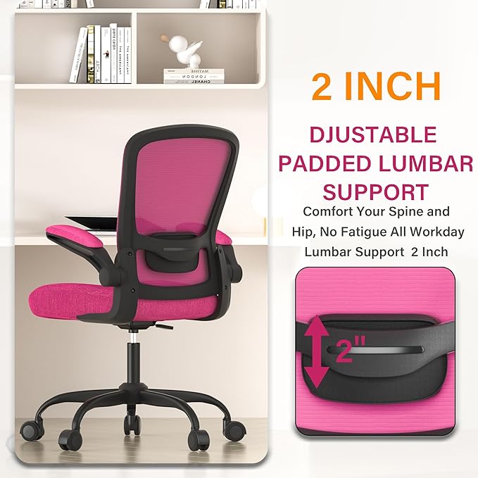 Mimoglad Office Chair, Ergonomic Desk Chair with Adjustable Lumbar Support, High Back Mesh Computer Chair with Flip-up Armrests-BIFMA Passed Task Chairs, Executive Chair for Home Office