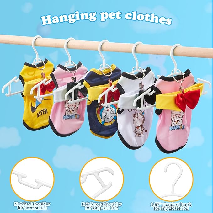 Baby Hangers with Metal Ring Clips, Children Plastic Hanger for Kids Pants Clothes Closet, 20 Pack, White