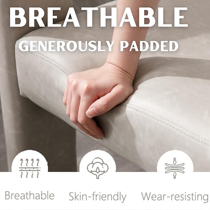 Modern Barrel Dining Chairs Set of 4, PU Leather Upholstered Accent Side Chair with Arms Comfy Makeup Vanity Chairs, Dining Living Room Kitchen Chairs, Grey