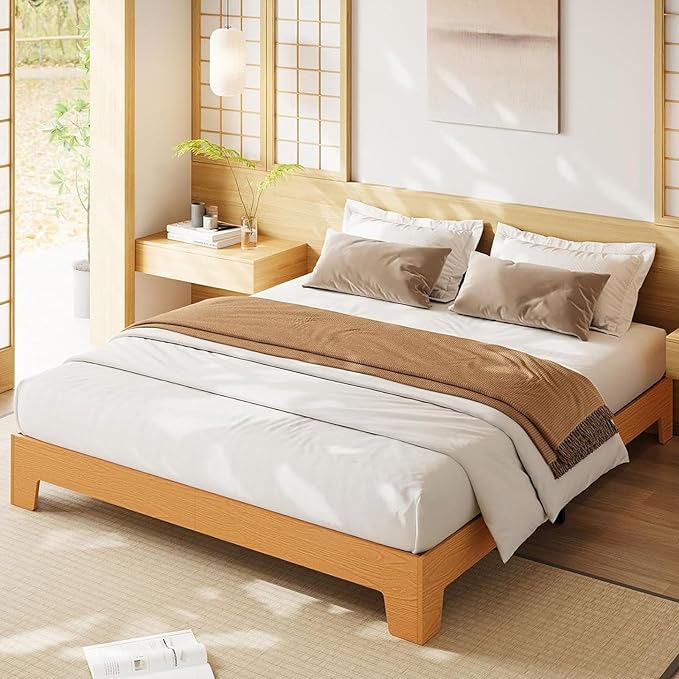 Garvee Wood Platform Bed Frame, Full Size Bed Frame, Wood Slat Support, No Box Spring Needed, Easy Assembly, Noise-Free Design, Underbed Space for Storage