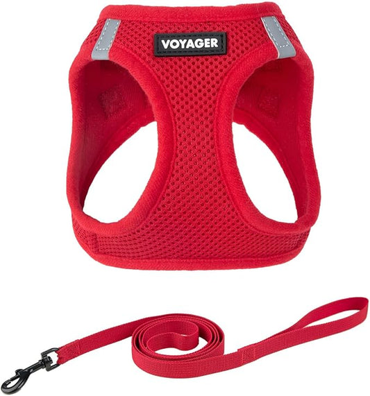 Voyager Step-in Pet Harness - All Weather Mesh, Adjustable Step in Harness for Cats and Dogs by Best Pet Supplies - 307S Red, M