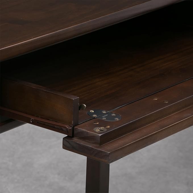 SIMPLIHOME Warm Shaker Desk - 48 Inch Wide Solid Wood Writing Desk in Mocha Brown, Transitional Home Office Computer Table for Workspace or Study with Flip-Down Keyboard Tray and 2 Drawers