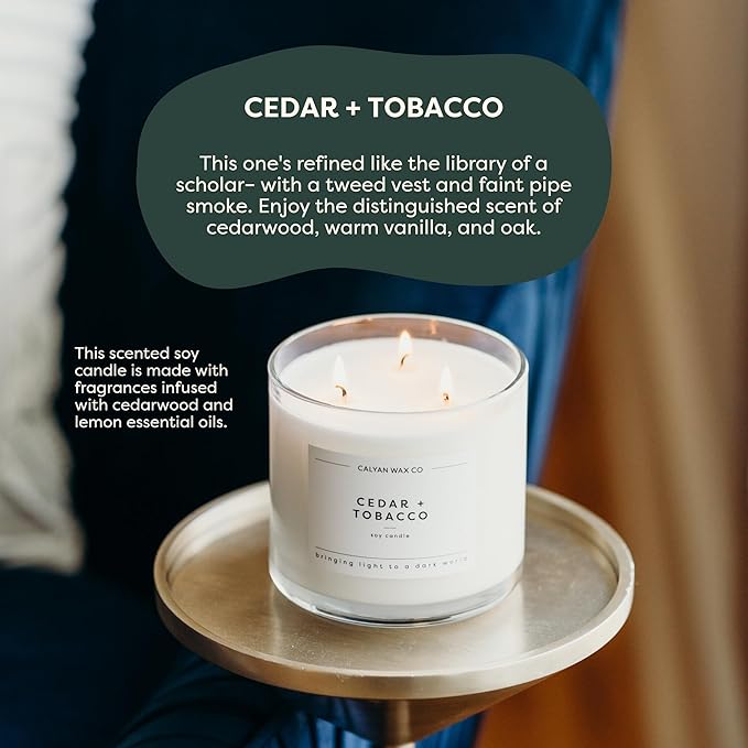 Calyan Wax Co. Fall 3 Wick Scented Candle Gift Set - 4 Luxury Autumn Scented Candles - 43 Hour Burn - 3 Wick Non Toxic Soy Wax Candles - Long Lasting Large Glass Jar Candle for Home - 14.9oz