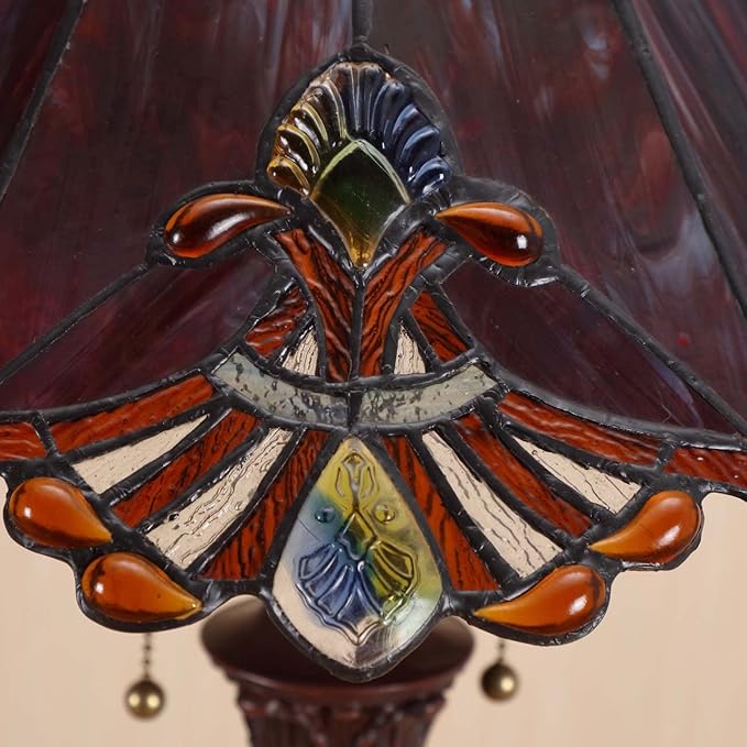 Bieye L10242 Baroque Tiffany Style Stained Glass Floor Lamp with 17-inch Wide Lampshade, 65-inch Tall (Red)