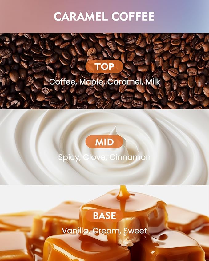 M&SENSE 3 Wick Caramel Coffee Scented, 11.6oz 60H Slow Burn, Soy Organic Wax Non Toxic Long Lasting, Jar Candle for Coffee Lover, Relaxing Aromatherapy Gifts for Women