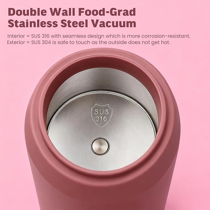 Travel Electric Kettle Portable Mini Kettle, 316 Stainless Steel 16.91Oz/500mL, Small Hot Water Boiler with 4 Temperature,Fast Boiling water with Auto Shut-Off and Boil Dry Protection Cranberry