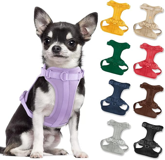 No Pull Lightweight Dog Harness: Adjustable Durable Breathable Mesh Pet Vest Harness with Soft & Comfortable Cushion, for Small Medium Large Dogs (Lilac, XS)