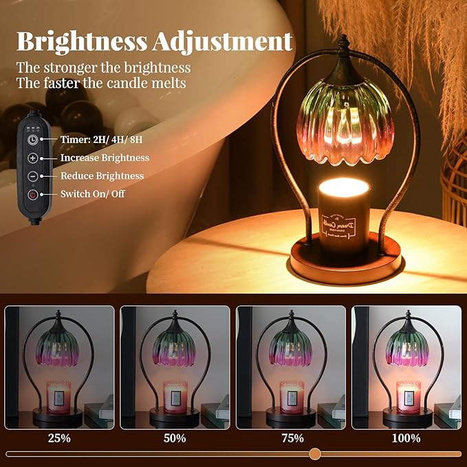 Electric Candle Warmer Lamp with Timer：Scented Candle Warmer Dimmable Lamp with 2 Bulbs, Christmas Gifts for Mom Women, House Warming Gifts New Home Decor for Bedroom Living Room