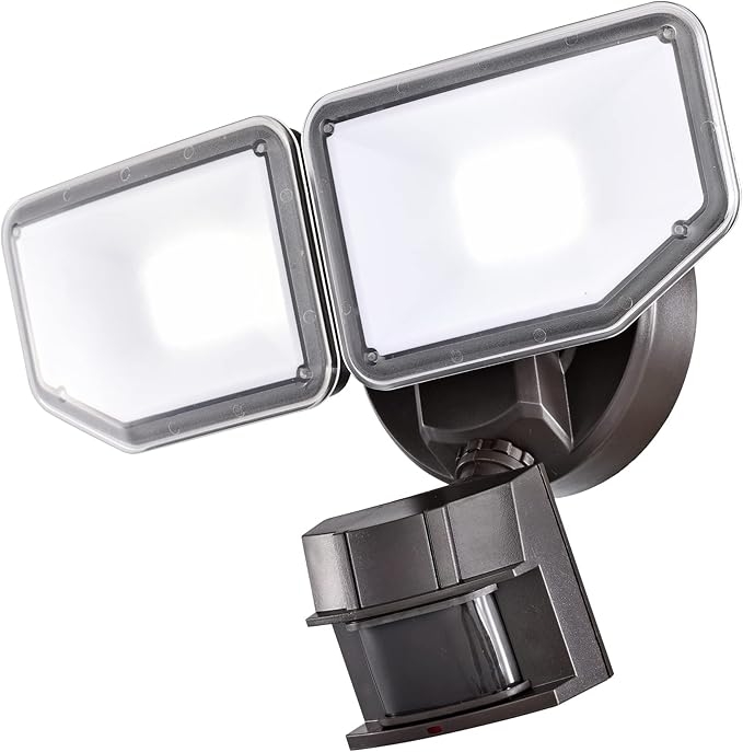 40W LED Security Lights Motion Sensor Light Outdoor, 180 Degree, 4000 LM, 5000 K, ETL Water Resistant, Clear 2 Head Motion Detector Flood Light for Garage, Yard (Bronze)