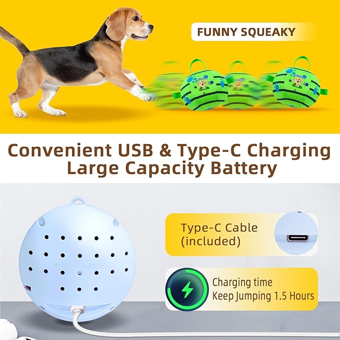 Interactive Dog Toys Chew-Resistant Interactive Dog Ball Nylon Dog Balls with Rope Bluetooth-Enabled for Music Connection Moving Dog Ball Interactive Dog Balls for Medium Dogs
